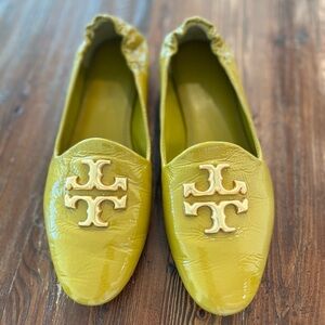 Tory Burch Yellow Loafers with Iconic Logo